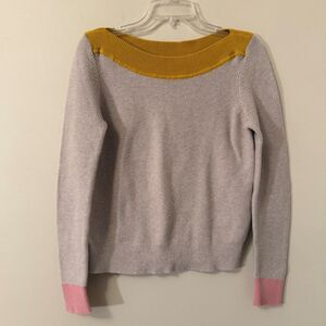Boden Sweater Knit Top Colorblock Beige Cream Cotton Medium